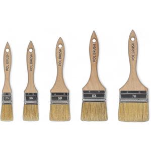 Set of 5 1, 1.5, 2, 2.5, 3 Inch Flat Paint Brushes - High European Quality - Natural Bristles - for Home, Wood, Walls, Art, Trim & Furniture - for Acrylic, Oil, Stain, Chalk & Latex Paints
