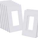 CML Decorator Screwless Wall Plate, 1-Gang Receptacle Outlet Cover, 8 Pack Hidden Screw Smooth Face Switch Plates, Standard Size 2.91"x4.68", UL Listed, White
