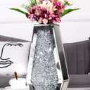 Flower Vase Crushed Diamond Vases for Decor Silver Mirror Vases for Centerpieces, Bling Crystal Decorative Glass Vase for Home Decor, 12 Inch - Cant Hold Water
