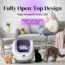Open-Top Automatic Litter Box, New White Design with App Control & Fragrance Dispenser for a Fresh Home - 68L Self Cleaning Cat Litter Box for Multiple Cats