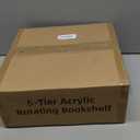 Rotating Bookshelf, 360 Degree Revolving Bookcase, 4-Tier Spinning Bookshelf, Clear Acrylic & Solid Wood Rotating Bookcase for Kids Playroom, Bedroom and Living Room, Square