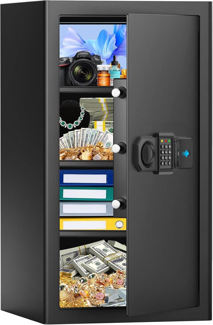 6.2 Cuft Large Fireproof Safe Box, Home Safes Water and Fireproof, Digital Fire Safe with Combination Lock, Spare Keys, Smart Alert and Mute Mode, Steel Safes for Home Ammo Money Valuables