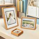 SZKYSJGS 6x8 Wood Picture Frame, Solid Natural Teak Photo Frame with Tempered Glass, 6 x 8 Wooden Frame Matted to 5x7, Wall or Tabletop Display
