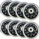 3" Inline Skate Wheels 76mm, Clear Roller Blade Replacement Wheels with Bearings for Skate, Office Chairs, Luggage (Black, 8 Pack)