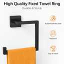 Matte Black Square Towel Ring, Multifunctional Toilet Paper and Hand Towel Holder for Bathroom Wall Mount, Stainless Steel Heavy Duty Towel Hanger for Shower, Kitchen, Toilet