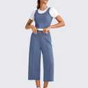 G4Free Smoofit Capri Pants for Women Wide Leg Yoga Pants High Waist Summer Travel Casual Pants with Pockets (Blue, S)