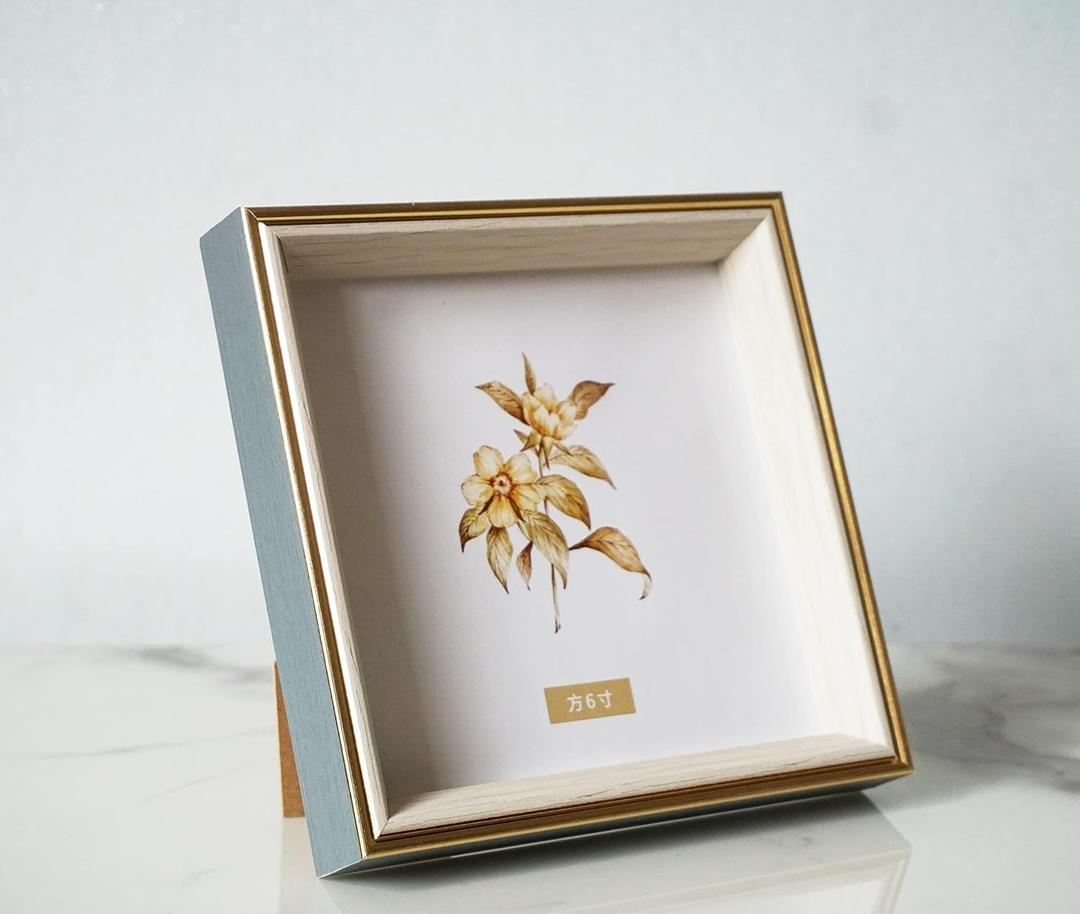 6x6 Blue Beige Square Picture Frame, 6x6 Resin Photo Frame, Wall and Desktop Display Picture Frame, Plexiglass