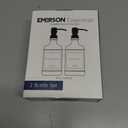 Emerson Essentials Soap Dispenser, Dish Soap Dispenser, Soap Dispenser Bathroom Set, Hand Soap Dispenser, Kitchen Soap Dispenser Set, Glass Soap Dispenser with Pump and Labels | 16 Oz, 2-Pack (Black | Black)