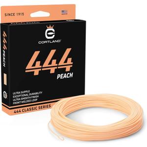 CORTLAND 444 Peach Fly Fishing Line with Front Welded Loop - 90 FT Durable Easy Casting Ultra Supple High Floating Classic Series Fly Rod Line for Freshwater