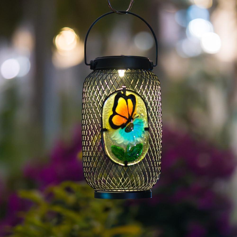 Solar Lantern Outdoor Waterproof,Butterfly Hanging Solar Lights Outdoor, Garden Decor for Patio Yard Table, Birthday & Mother's Day Gifts for Women Gifts