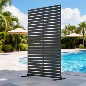 GarveeLife Outdoor Metal Privacy Screen, Freestanding Decorative Privacy Screen & Panels with Stable Stand, 72" h x 47" w Garden Private Screens, for Patio Backyard Deck Indoor Outdoor