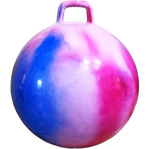 AppleRound Hippity Hoppity Hopball with Pump  Bouncy Exercise Ball with Handle for Teens & Adults, 28 Inch / 70 cm for Ages 13+, Cloud Colors (Red & Blue)