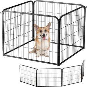 BestPet | Dog Playpen Extender | 24 Inch, 4 Panels | Heavy Duty Metal Pet Exercise Pen | Indoor Outdoor Fence Panels | Rust-Resistant, Removable, Tool-Free Setup | Anti-Skid, Expandable Design
