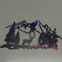 Moxweyeni Rustic Metal Forest Deer Wall Art Mountain Cabin Decor Rustic Animal Hunting Decoration for Bedroom Wall Decoration, 13 x 8 Inch(Fresh Color)