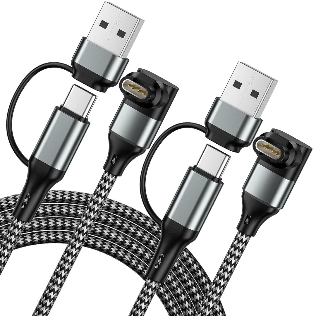 Compatible for Garmin Watch Charger 2 in 1 USB C & USB A Charger Cable for Garmin Watch L-Shape Braided Charging Cable for vivoactive 5 Fenix, Forerunner, Instinct, Venu, Tactix, Approach-2Pack 3.3FT