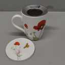 McIntosh Poppies Fine Bone China (15 oz) Tea Mug With Infuser and Lid in Matching Gift Box