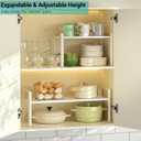 2 Pack Expandable Cabinet Organizer Shelves, 88lbs High Weight Capacity, Stackable Heavy-Duty Metal Storage Rack, Adjustable Cabinet Shelf for Kitchen, Pantry, Cupboard, Under Sink, White