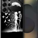 CARLOCA Compatible with Samsung Galaxy S25 Ultra Case,for Girl Fashion Graphic Design Shockproof Anti-Scratch Drop Protection Case for Samsung Galaxy S25 Ultra Black White Skull Moon Bird Cases