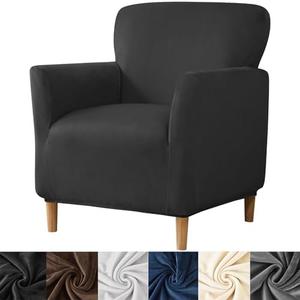 HFCNMY Banquet Armchair Slipcover,Stretch Velvet Armchair Cover Soft Chair Covers with Arms for Living Room Furniture Protector Black