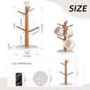 Acacia Wood Mug Tree, Marble Base Coffee Mug Tree for Counter, Mug Holder Tree with 6 Hooks for Kitchen Coffee Bar Mug Organize