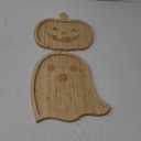 Whaline 2Pcs Halloween Charcuterie Board Pumpkin Ghost Serving Trays Bamboo Cheese Platter Tray Appetizer Boards Party Serving Platters for Home Party Dinnerware Supplies