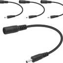 Short 12V DC Power Cord 6inch, DC 5.5mm x 2.1mm Female to DC 3.5mm x 1.35mm Male Plug Power Charging Cable Extension Cord, for Router, Speaker, Digital Camera etc Other DC 35135 Port Equipment(4Pcs)