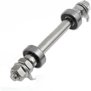 Front Hub Axle Bicycle Axle Bike Axle 140mm/5.5 Inch Bicycle Multiple Speed Front Hub Axle 3/8'' Silver 26TPI Hub Nut Washer Kit 1PCS