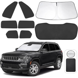 8PCS Window Shades for Jeep Grand Cherokee 2022-2025(Not for Grand Cherokee L&Jeep Cherokee) Accessories Car Side Full Windows Rear Windshield Sun Shade Camping Sun UV Rays Privacy Protection