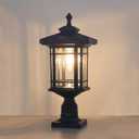 Solar Post Light Outdoor, ST4338Q Dusk to Dawn Post Lamp Solar Powered with Pier Mount Base for Pole Pillar Gates Yard Garden Pathway