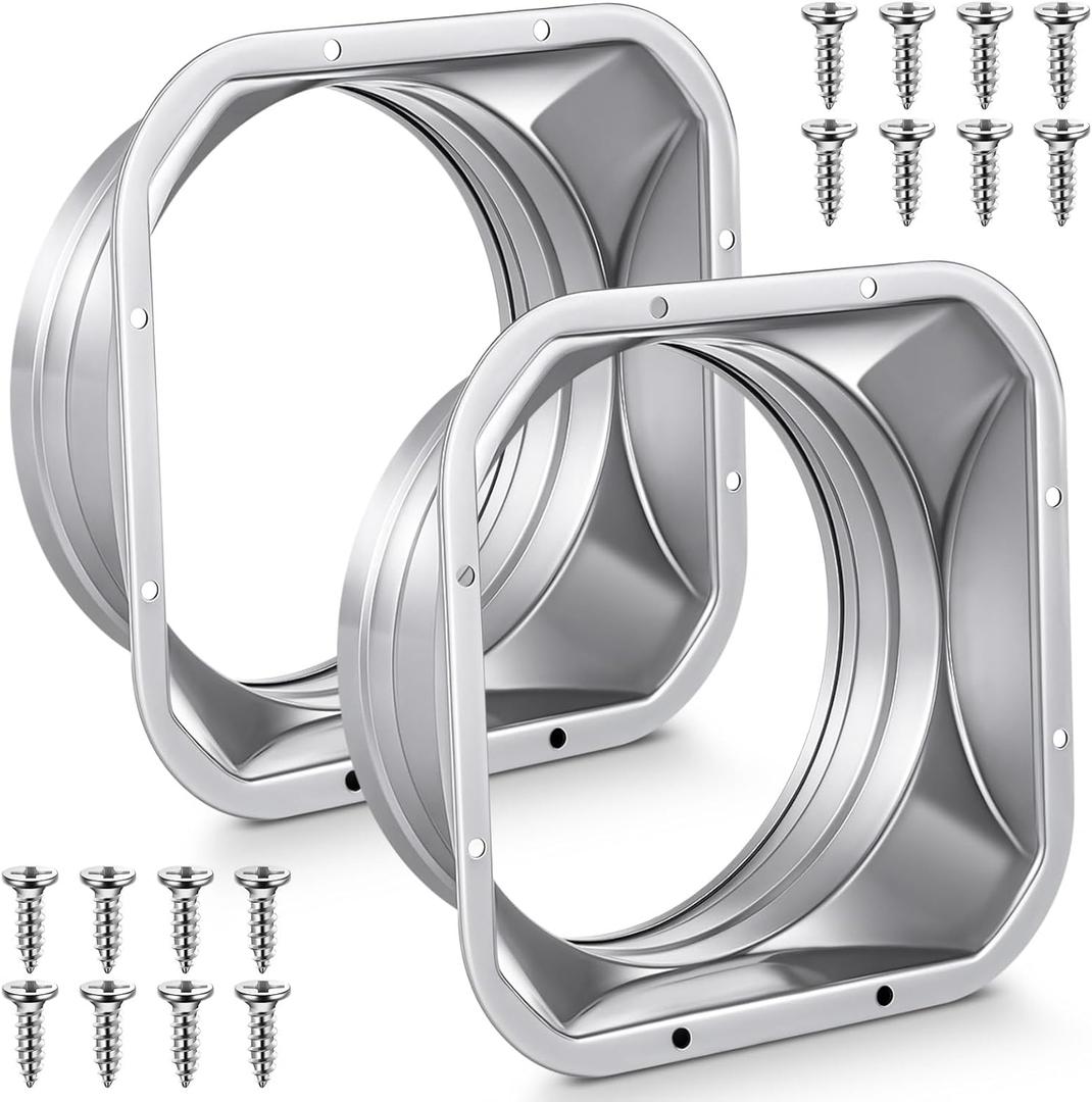 Zonon 2 Pcs 8 Inch Duct Connector Flange Metal Straight Pipe Flange Square to Round for Heating Cooling Ventilation System with 16 Screws