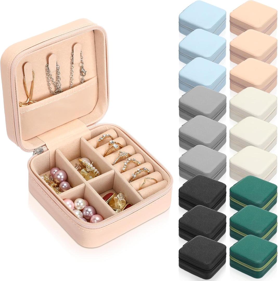 Kigeli 18 Pcs Small Travel Jewelry Case Bulk Bridesmaid Gift Boxes Portable Jewelry Case Mini Storage Organizer for Women (Vivid Color)