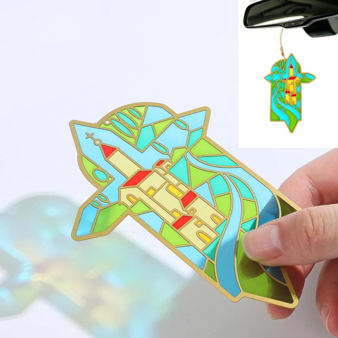 2 x Cross Car Rearview Mirror Hanger, Beautiful Suncatcher Ornament, Meaningful Christian Gift for Mother’s Day Father's Day, Religious Car Charm for New Drivers