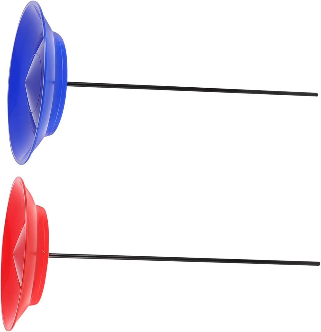 Totority 2 Sets Spinning Plates with Sticks Juggling Balance for Adults Circus Performance Props for Skill Practice Backup Red Blue