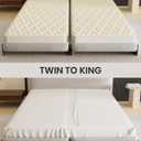 Upgraded 3-In-1 Bed Bridge Twin to King Converter, Split King Gap Filler for Adjustable Bed with Fitted Sheet, for King Size Mattresses, Mattress Connector to Close Gap, No-Slip Mattress Bridge, White