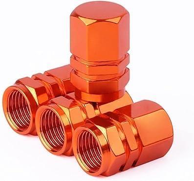 4Pcs Orange Tire Valve Stem Caps, Heavy-Duty Tire Valve Caps, Aluminum Alloy Wheel Caps, Tires Accessories, Universal for Cars, Suvs, Bike, Trucks and Motorcycles Accessories and Parts