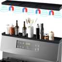 Silicone Magnetic Over the Stove Shelf for Back of Stove - Magnetic Stove Top Shelf and Over Stove Shelf, Over Oven Shelf for Top of Stove, Over the Stove Spice Rack, Includes 6 Extra Plates (Black)