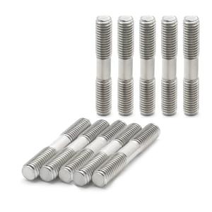 10PCS M10 x 50mm Double End Threaded Stud, Stainless Steel, 50mm Length