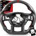 Real Carbon Fiber Steering Wheel for Ford F150 Raptor Gen 2 (2017-2020), Includes Matching Trim, Heated Function, D-Shape, Nappa Perforated Leather, for Raptor with Paddle Shifters Models