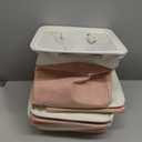 11 Inch Storage Cubes 6-Pack, Foldable Fabric Organizer Bins with Rope Handles, Cube Storage Baskets for Closet Shelves and Home Organization(White/Pink)