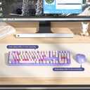 Wireless Keyboard and Mouse Set, Retro Typewriter 2.4GHz Full Size 104-Key Cute Colorful Keyboard with Number Pad Round Keycaps for Windows PC Laptop(Colorful Purple)