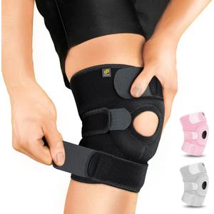 Bracoo Knee Support Brace for Men Women, Adjustable Compression Sleeve Wrap Patellar Pad Tendon - Arthritis Pain, meniscus tear, Injury Recovery, Running, Workout, KS10 (Black)