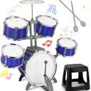 Upgraded Kids Drum Set for Toddlers Plastic Musical Jazz Drum Instruments Kit Birthday Musical Learning Toys for 4 5 6 Boys Girls