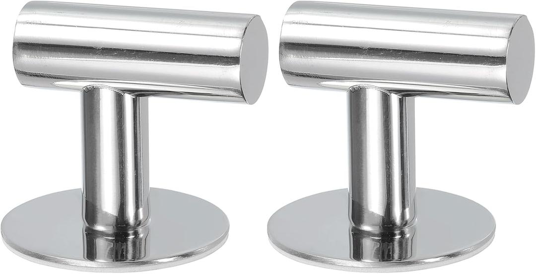 uxcell Adhesive Hooks, 2Pcs Waterproof Stainless Steel Hat Hooks, Towel Hooks Robe Hooks Decorative for Kitchen, Door, Cabinet, Bathroom, Foyers, Hallways, Bedrooms (50x50mm Bright)