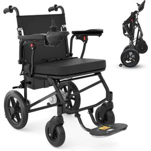 Electric Wheelchairs for Adults Lightweight Foldable, Compact Portable Motorized Power Wheelchair for Travel, Airline Approved 43lb (Black)
