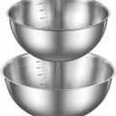 Gronivex Stainless Steel Mixing Bowls Set of 2 (4.2 & 5.3 Qt), Food Grade 304, Dishwasher Safe, Stackable Nesting Bowls for Baking, Salad Prep & Cooking