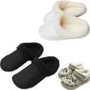2 Pairs Winter Warm Replacement Fur pad, Removable and Washable,Warm and Cozy Shoe Liners for Indoor and Outdoor Use, Black and White, Size 8.5-9