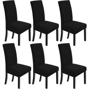 NORTHERN BROTHERS Dining Room Chair Covers Set of 6,Removable Washable Chair Covers for Dining Chairs,Stretch Parson Chair Slipcover(Black)