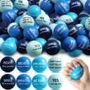Liliful 48 Pcs Motivational Stress Balls Bulk Inspirational Squeeze Balls for Adult Fidget Toys for Anxiety Relief Valentines Day Employee Appreciation Gifts Classroom Reward 2.2 Inch (Blue)