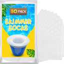 50 Pack Pool Filter Socks for Pool Skimmer, Pool Skimmer Socks for Inground Pool Or Above Ground Pool Filter, Ultra Fine Mesh Screen Liner Skimmer Basket Sock Scum Sock Saver, Debris Leaves Catcher