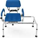 FSA/HSA Eligible Sliding Shower Chair Tub Transfer Bench for Bathtub with Swivel Seat, Padded Shower Bench with Pivoting Arms, Height Adjustable Shower Seat, 350 lbs, Blue, Larger